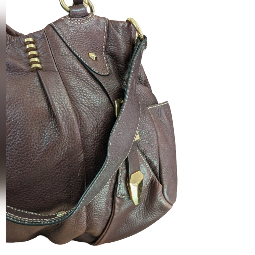 orYANY Gwen chocolate Brown Distressed Leather multiple Pockets Shoulder Bag - Picture 3 of 15